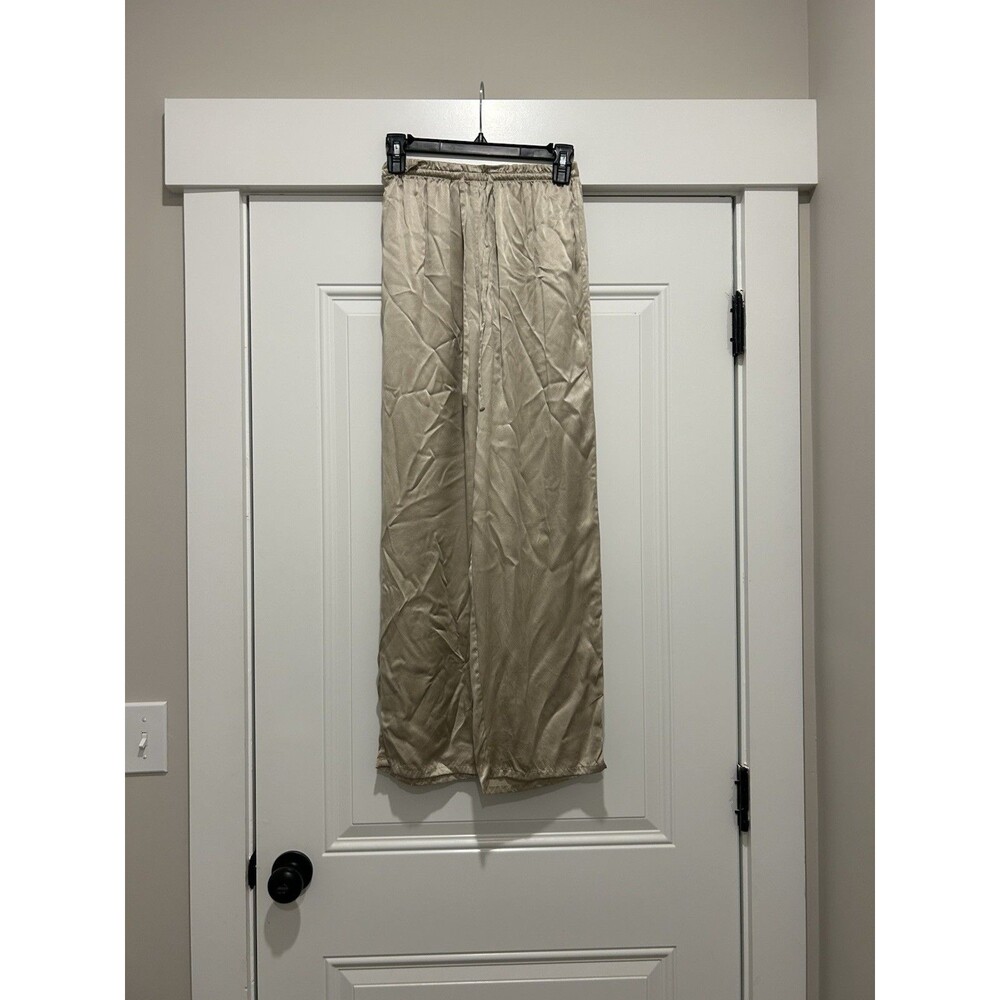 Victoria’s Secret Silk Pajama Pants Drawstring Lounge Size XS Beige Tan Cocktail